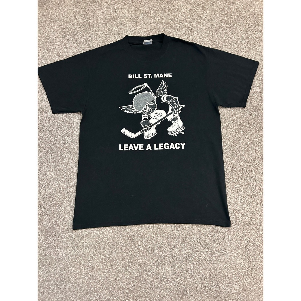 Bill St. Mane Graphic T-Shirt Mens Medium Black Excellent Leave a Legacy Hockey